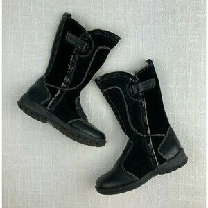 Ciao Bimbi Italy Black Leather & Suede Zip Knee Boots Lined - Girls 9 - EUR 27